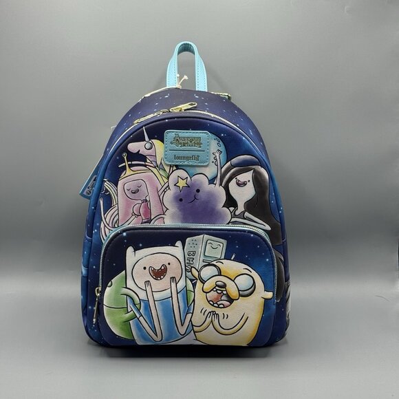 Loungefly Adventure Time Characters Glee Blue Mini Backpack NEW - Picture 1 of 5